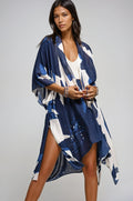 Ocean Bloom Kimono Wrap Navy
